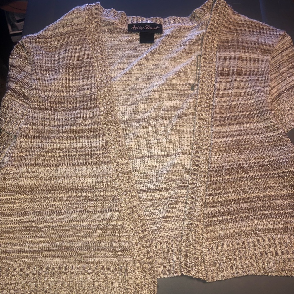 Cropped striped shrug sweater